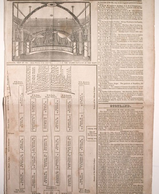 Antique newspaper article of the Marquis de Lafayettes Dinner.